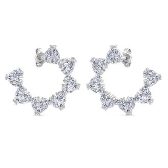 5 3/4 Carat Lab Grown Diamond Hoop Earrings In 14 Karat White Gold, 3/4 Inch