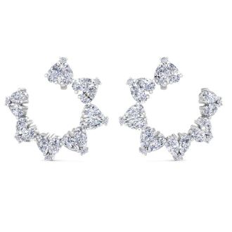 5 3/4 Carat Lab Grown Diamond Hoop Earrings In 14 Karat White Gold, 3/4 Inch