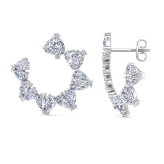 5 3/4 Carat Lab Grown Diamond Hoop Earrings In 14 Karat White Gold, 3/4 Inch