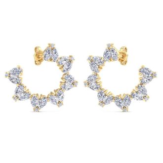 5 3/4 Carat Lab Grown Diamond Hoop Earrings In 14 Karat Yellow Gold, 3/4 Inch