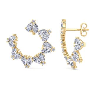 5 3/4 Carat Lab Grown Diamond Hoop Earrings In 14 Karat Yellow Gold, 3/4 Inch