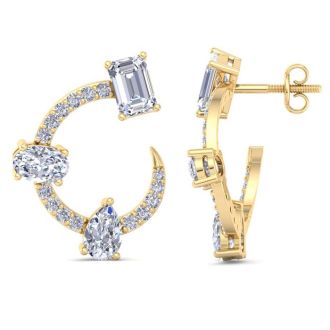 3 Carat Lab Grown Diamond Hoop Earrings In 14 Karat Yellow Gold, 3/4 Inch