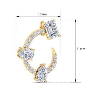 3 Carat Lab Grown Diamond Hoop Earrings In 14 Karat Yellow Gold, 3/4 Inch