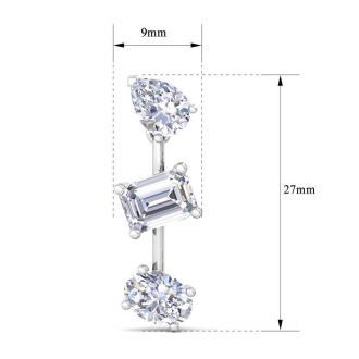 5 Carat Lab Grown Diamond Drop Earrings In 14 Karat White Gold, 1 Inch