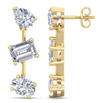 5 Carat Lab Grown Diamond Drop Earrings In 14 Karat Yellow Gold, 1 Inch