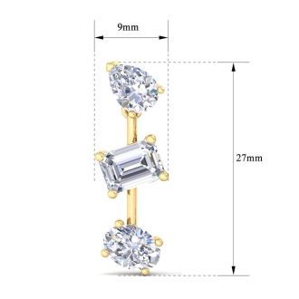 5 Carat Lab Grown Diamond Drop Earrings In 14 Karat Yellow Gold, 1 Inch