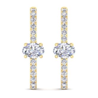 2 Carat Lab Grown Diamond Hoop Earrings In 14 Karat Yellow Gold, 1 Inch