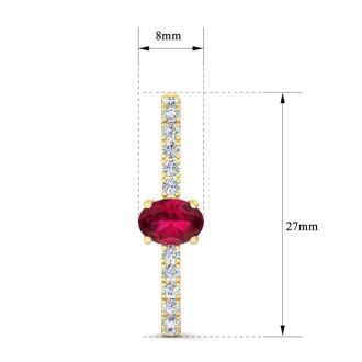 2 Carat Ruby and Lab Grown Diamond Hoop Earrings In 14 Karat Yellow Gold