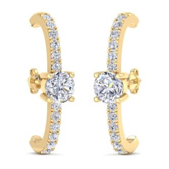 2 Carat Lab Grown Diamond Hoop Earrings In 14 Karat Yellow Gold, 1 Inch