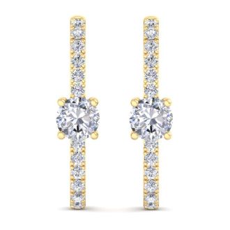2 Carat Lab Grown Diamond Hoop Earrings In 14 Karat Yellow Gold, 1 Inch