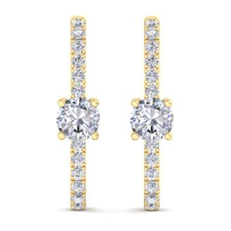 2 Carat Lab Grown Diamond Hoop Earrings In 14 Karat Yellow Gold, 1 Inch