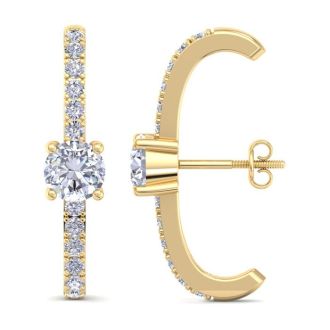 2 Carat Lab Grown Diamond Hoop Earrings In 14 Karat Yellow Gold, 1 Inch