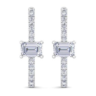 2 1/2 Carat Lab Grown Diamond Hoop Earrings In 14 Karat White Gold, 1 Inch