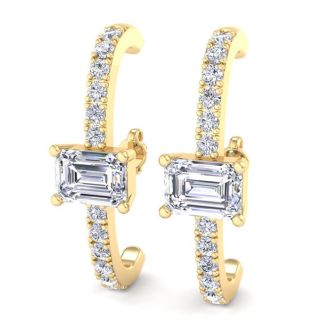 2 1/2 Carat Lab Grown Diamond Hoop Earrings In 14 Karat Yellow Gold, 1 Inch