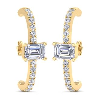 2 1/2 Carat Lab Grown Diamond Hoop Earrings In 14 Karat Yellow Gold, 1 Inch