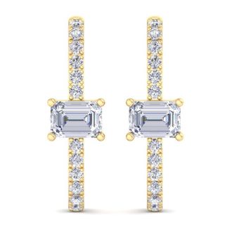 2 1/2 Carat Lab Grown Diamond Hoop Earrings In 14 Karat Yellow Gold, 1 Inch