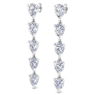 7 1/2 Carat Lab Grown Diamond Drop Earrings In 14 Karat White Gold, 2 Inches