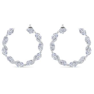 4 3/4 Carat Lab Grown Diamond Hoop Earrings In 14 Karat White Gold, 3/4 Inch