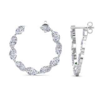 4 3/4 Carat Lab Grown Diamond Hoop Earrings In 14 Karat White Gold, 3/4 Inch