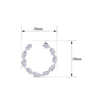 4 3/4 Carat Lab Grown Diamond Hoop Earrings In 14 Karat White Gold, 3/4 Inch