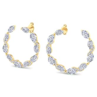 4 3/4 Carat Lab Grown Diamond Hoop Earrings In 14 Karat Yellow Gold, 3/4 Inch