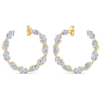 4 3/4 Carat Lab Grown Diamond Hoop Earrings In 14 Karat Yellow Gold, 3/4 Inch