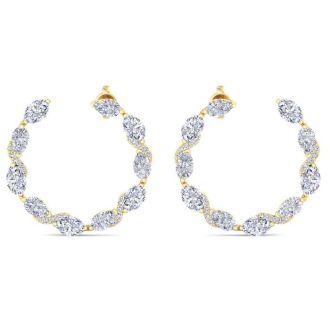 4 3/4 Carat Lab Grown Diamond Hoop Earrings In 14 Karat Yellow Gold, 3/4 Inch