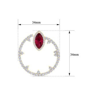 6 Carat Ruby and Lab Grown Diamond Hoop Earrings In 14 Karat Yellow Gold