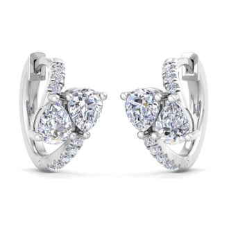 1 1/2 Carat Lab Grown Diamond Hoop Earrings In 14 Karat White Gold, 1/2 Inch