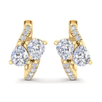 1 1/2 Carat Lab Grown Diamond Hoop Earrings In 14 Karat Yellow Gold, 1/2 Inch