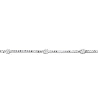 1 1/3 Carat Lab Grown Diamond Tennis Bracelet In 14 Karat White Gold, 7 Inches - Pear
