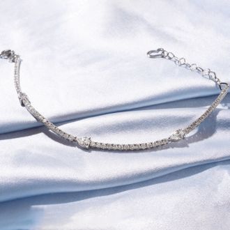 1 1/3 Carat Lab Grown Diamond Tennis Bracelet In 14 Karat White Gold, 7 Inches - Pear