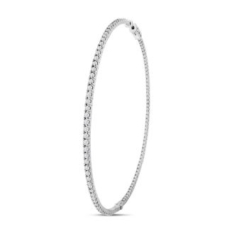 HUGE 2 Carat Lab Grown Diamond Hoop Earrings In 14K White Gold, 2 1/4 Inches