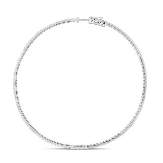 HUGE 2 Carat Lab Grown Diamond Hoop Earrings In 14K White Gold, 2 1/4 Inches