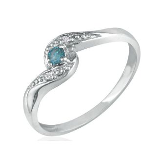 .08ct Blue Diamond Promise Ring in White Gold