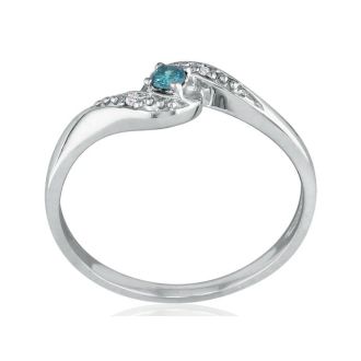 .08ct Blue Diamond Promise Ring in White Gold
