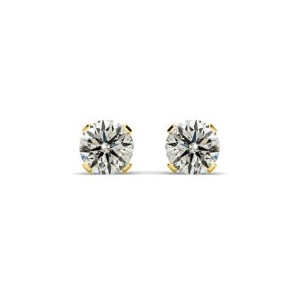 7 Point Colorless Diamond Stud Earrings In 14K Yellow Gold!  Amazing Deal, Fiery Diamonds
