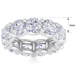 8 1/4 Carat Round Lab Grown Diamond Eternity Ring In 14 Karat White Gold, Ring Size 4