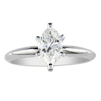 Cheap Engagement Rings, 1/4 Carat Marquise Diamond Solitaire Ring In 10K White Gold