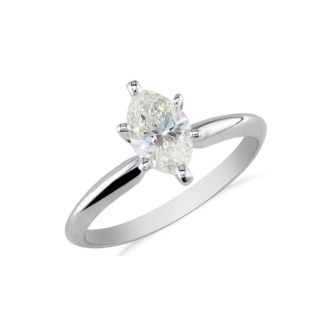 Cheap Engagement Rings, 1/4 Carat Marquise Diamond Solitaire Ring In 10K White Gold