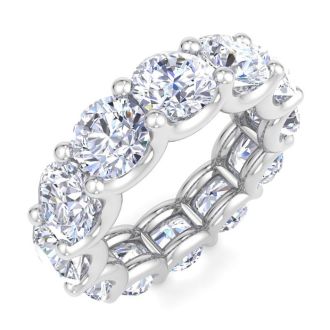 9 Carat Round Lab Grown Diamond Eternity Ring In 14 Karat White Gold, Ring Size 6.5