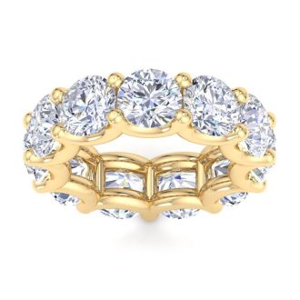 8 1/4 Carat Round Lab Grown Diamond Eternity Ring In 14 Karat Yellow Gold, Ring Size 4