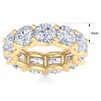 8 1/4 Carat Round Lab Grown Diamond Eternity Ring In 14 Karat Yellow Gold, Ring Size 4