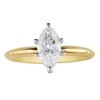 Cheap Engagement Rings, 1/4 Carat Marquise Diamond Solitaire Ring In 10K Yellow Gold