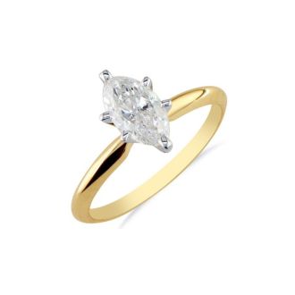 Cheap Engagement Rings, 1/4 Carat Marquise Diamond Solitaire Ring In 10K Yellow Gold