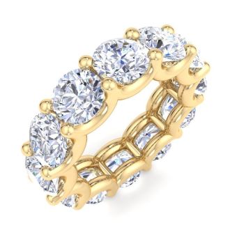 9 Carat Round Lab Grown Diamond Eternity Ring In 14 Karat Yellow Gold, Ring Size 5.5
