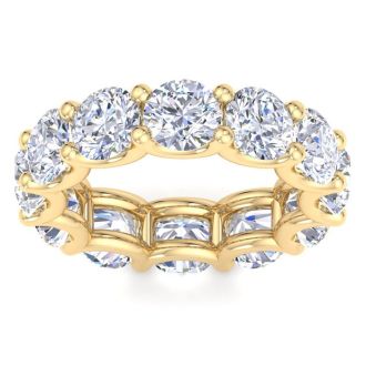 9 Carat Round Lab Grown Diamond Eternity Ring In 14 Karat Yellow Gold, Ring Size 7