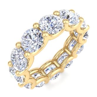9 Carat Round Lab Grown Diamond Eternity Ring In 14 Karat Yellow Gold, Ring Size 7