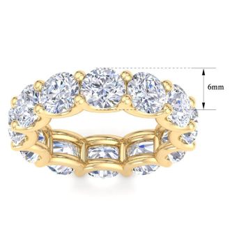 9 Carat Round Lab Grown Diamond Eternity Ring In 14 Karat Yellow Gold, Ring Size 7