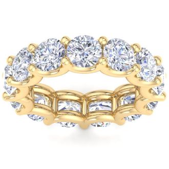 9 3/4 Carat Round Lab Grown Diamond Eternity Ring In 14 Karat Yellow Gold, Ring Size 8
